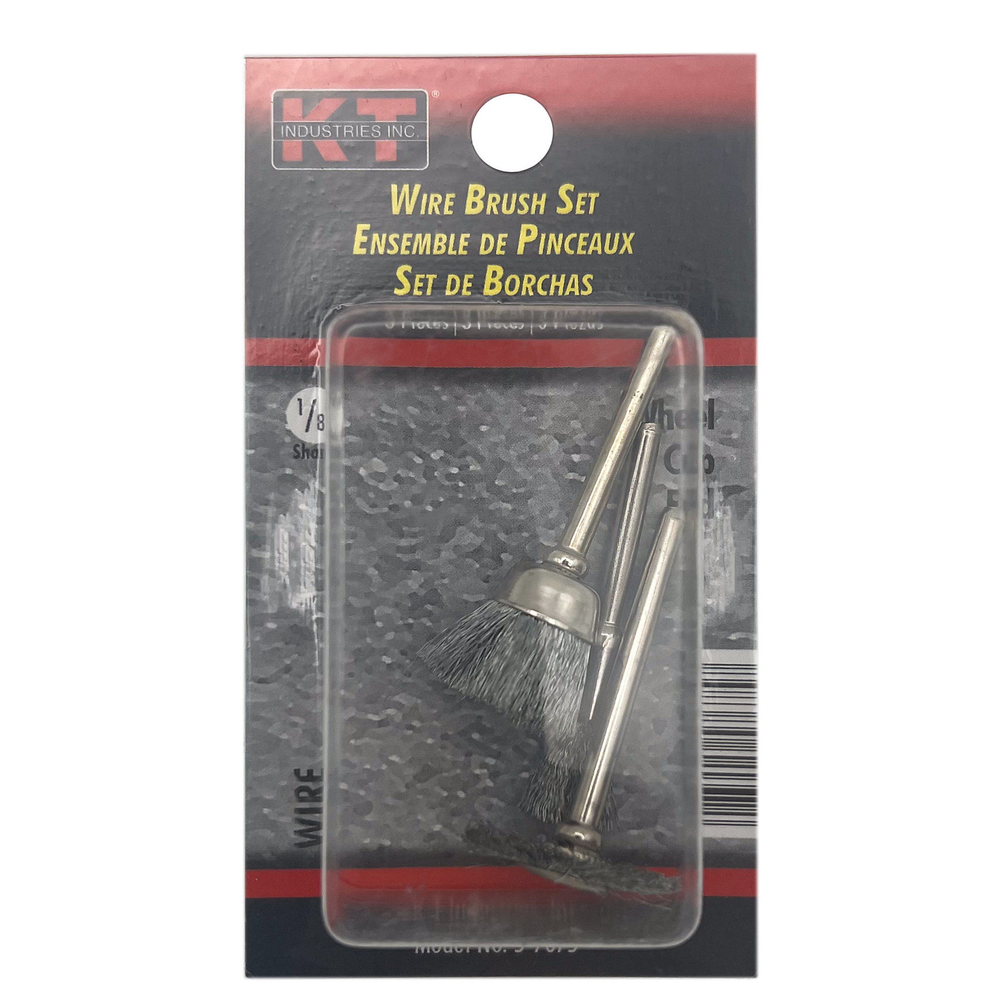 K-T Industries Mini Wire Brush Set — 3-Piece, 1/8in. Shank, Model# 5-7675